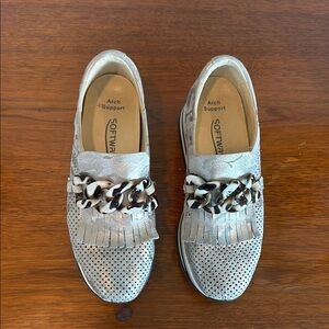 Silver Loafers with Chain Detail